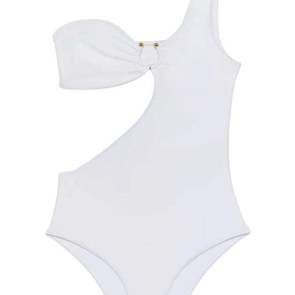 Jade Swim White One-Shoulder Cutout Swimsuit - Picture 1 of 5